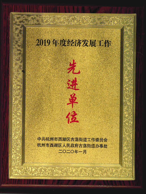 杭州競達榮獲2019年度經濟發展工作先進單位獎牌